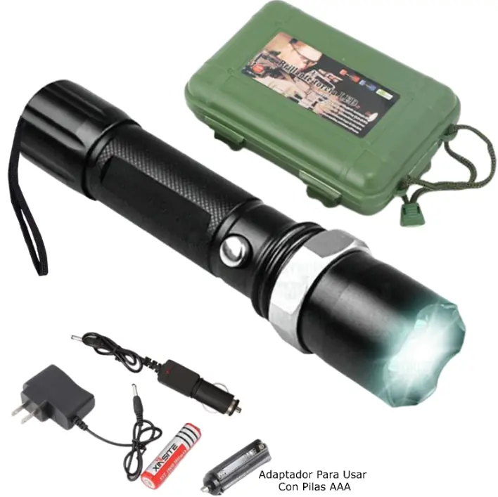 Linterna Tactica Swat Con Zoom/Recargable/Con Maletin