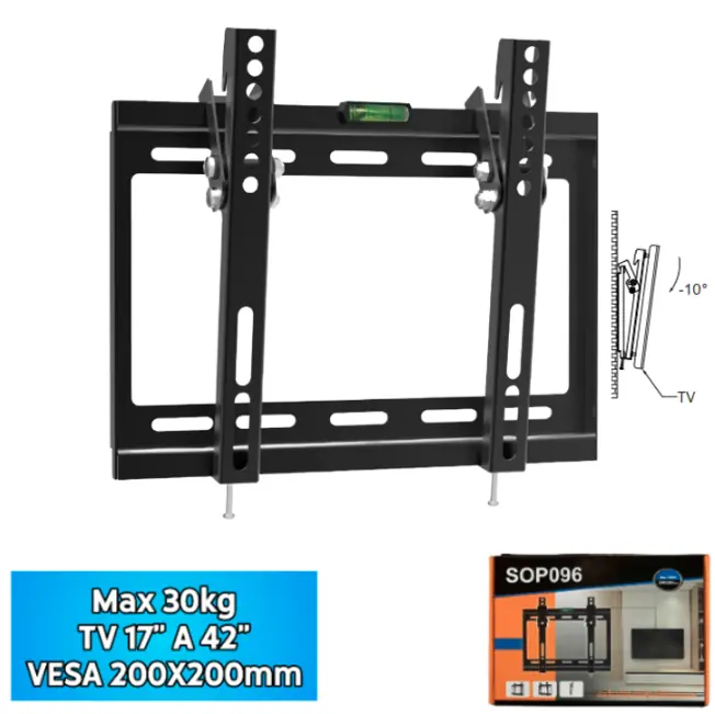Soporte Para TV 17" A 42"/MAX 30KG/Reclinable/Con Nivel
