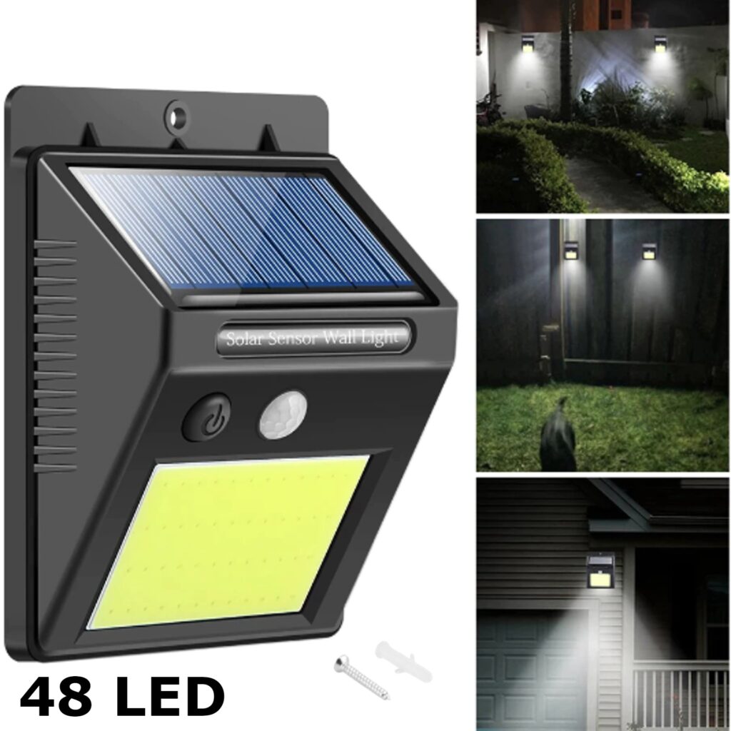 Foco Led Solar Exterior Con Sensor De Movimiento 48 Led/Fotocelula