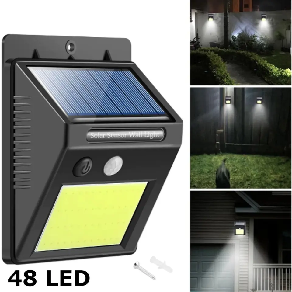 Foco Led Solar Exterior Con Sensor De Movimiento 48 Led/Fotocelula
