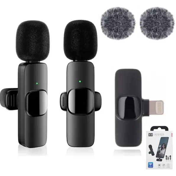 2 Microfonos Inalambricos Solaperos Para Iphone/Con Filtro/Con Puerto De Carga