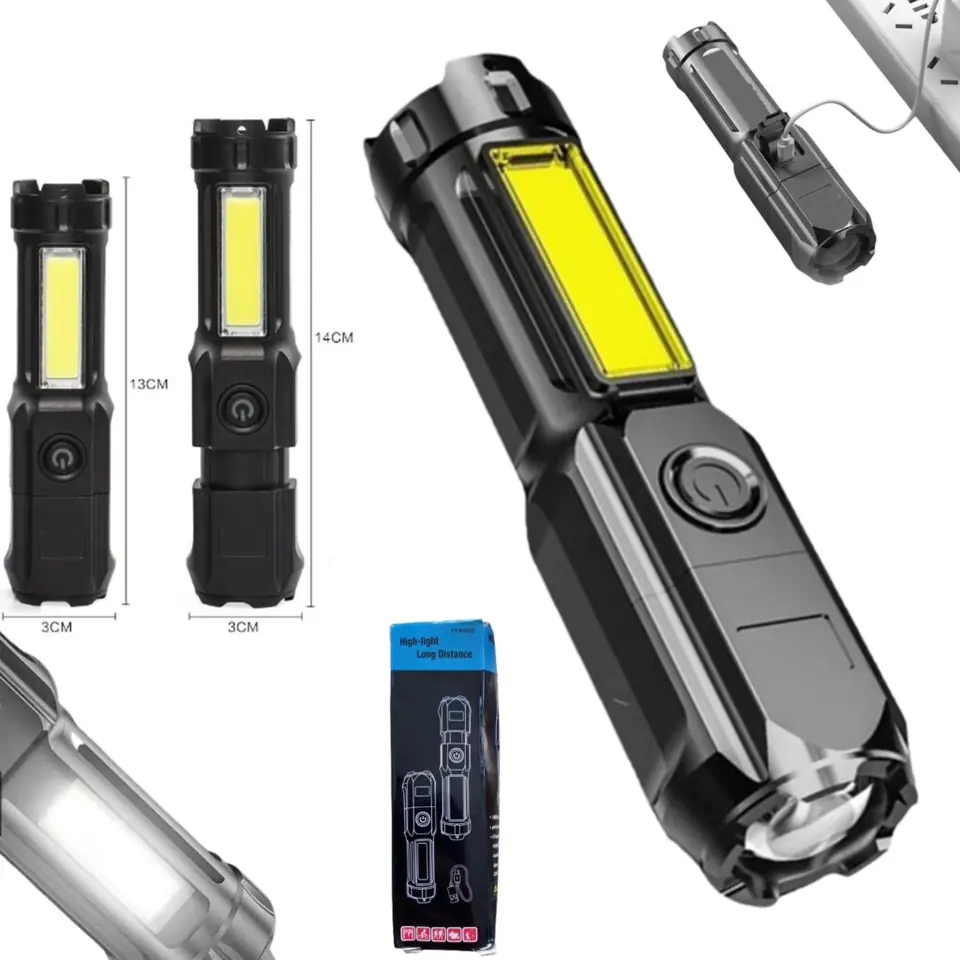 Linterna Led 2 En 1 Recargable / Luz Frontal Y Lateral / Ampliable