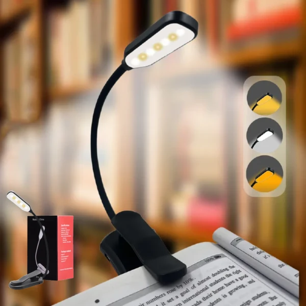 Luz Led Con Pinza Para Lectura Recargable