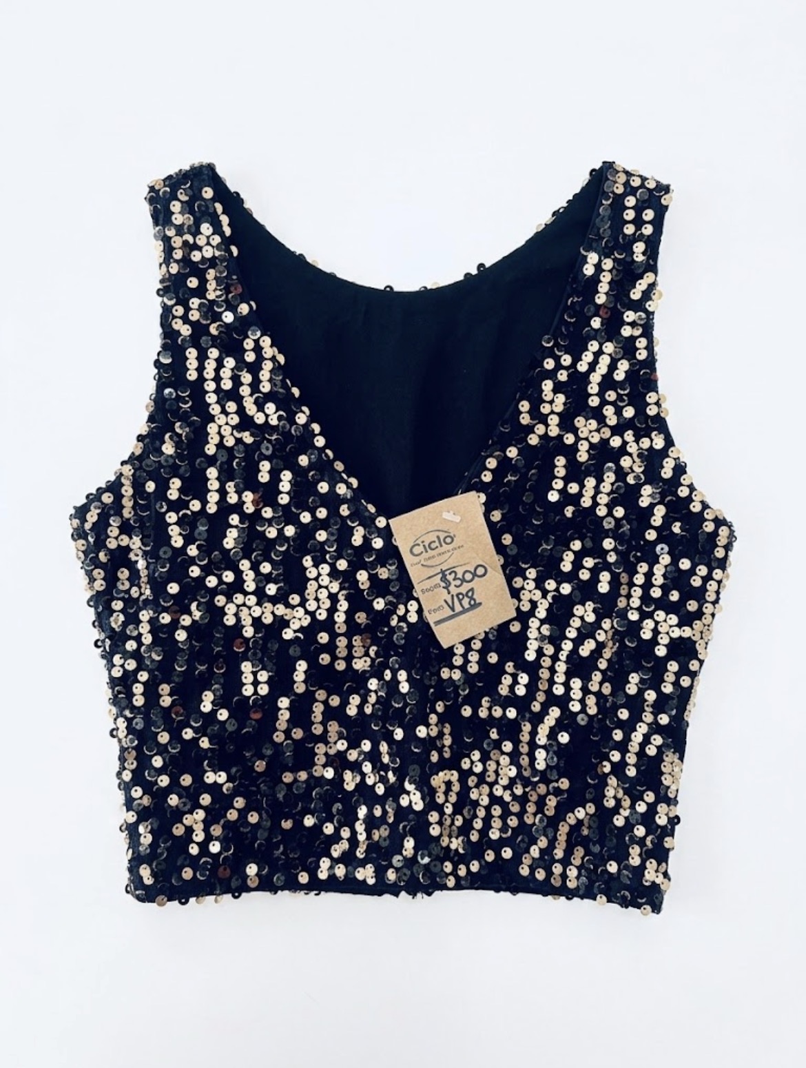 Musculosa con lentejuelas talle M