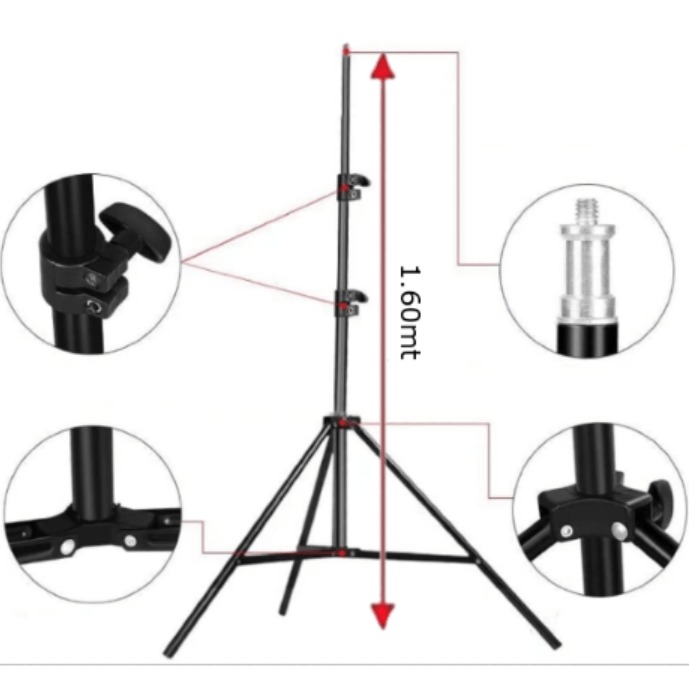 Trípode De Aluminio 1.6 MT / 2cm De Diámetro ( Apto Para Aro De Luz Led )