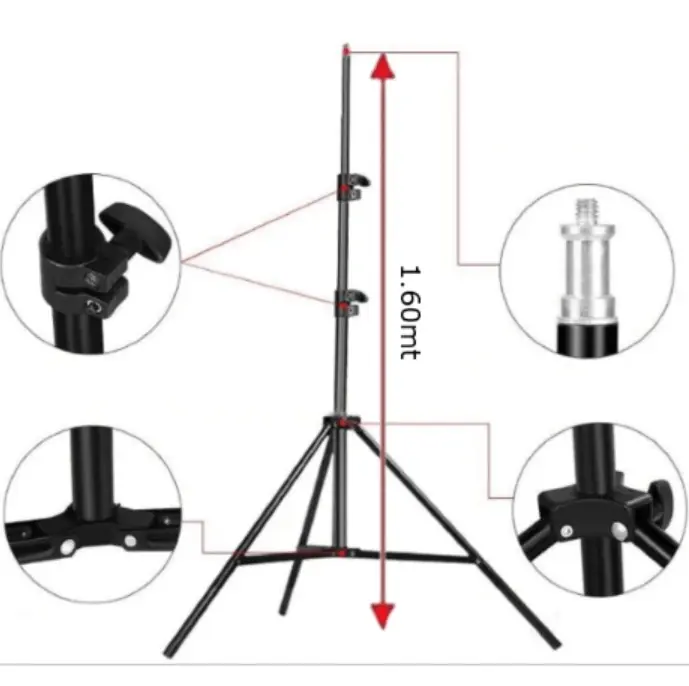 Trípode De Aluminio 1.6 MT / 2cm De Diámetro ( Apto Para Aro De Luz Led )