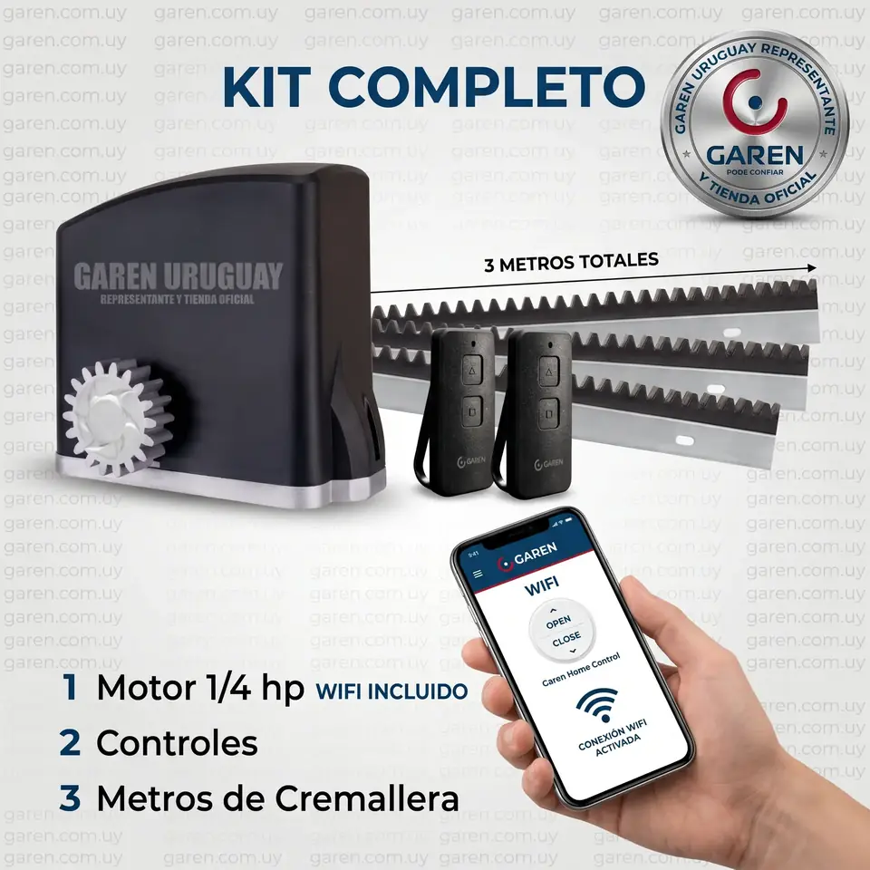 Motor para Portón Corredizo Garen KDZ Fit Speed WiFi 1/4 HP – Kit Completo