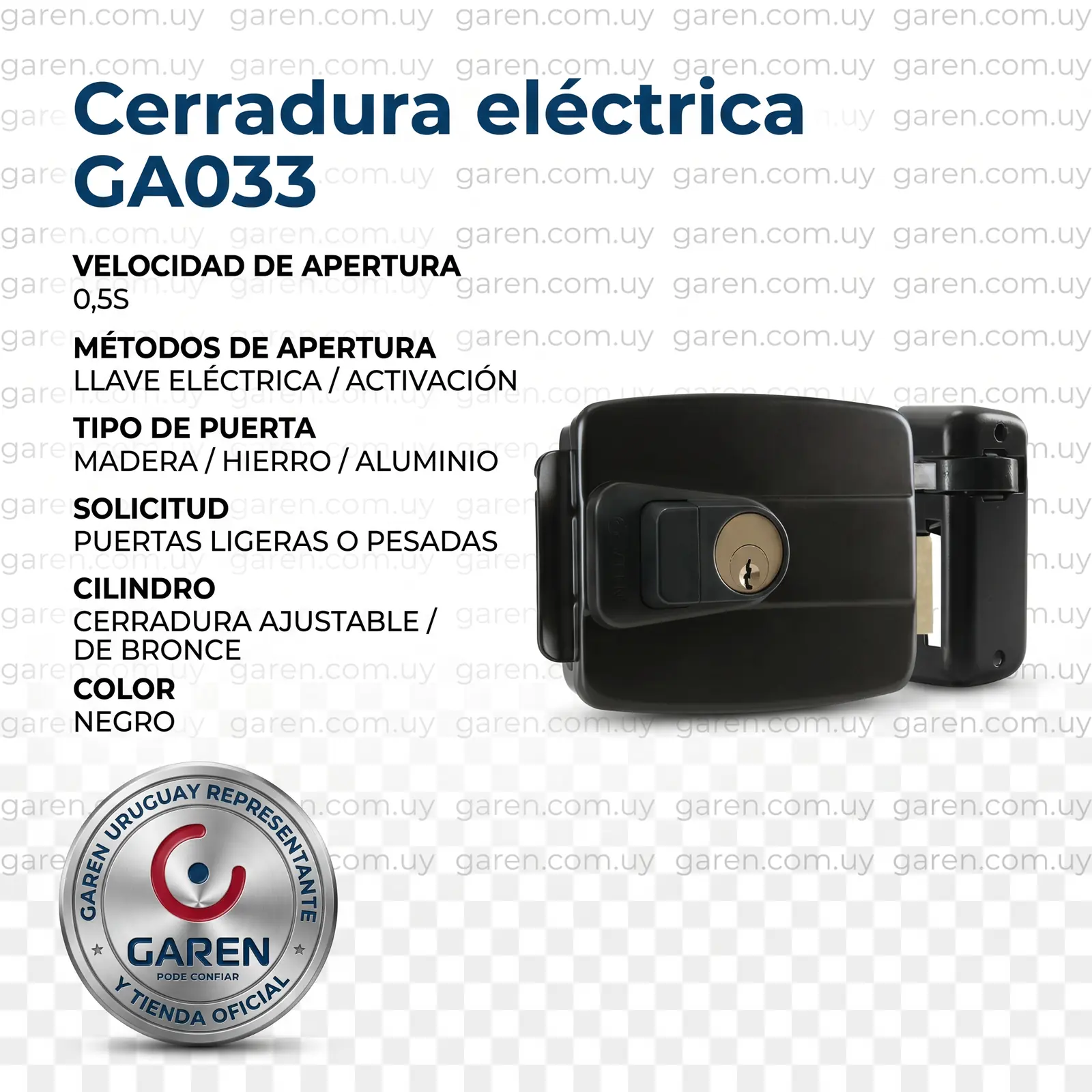 Cerradura 12 volts 2A Ga033 Con Boton