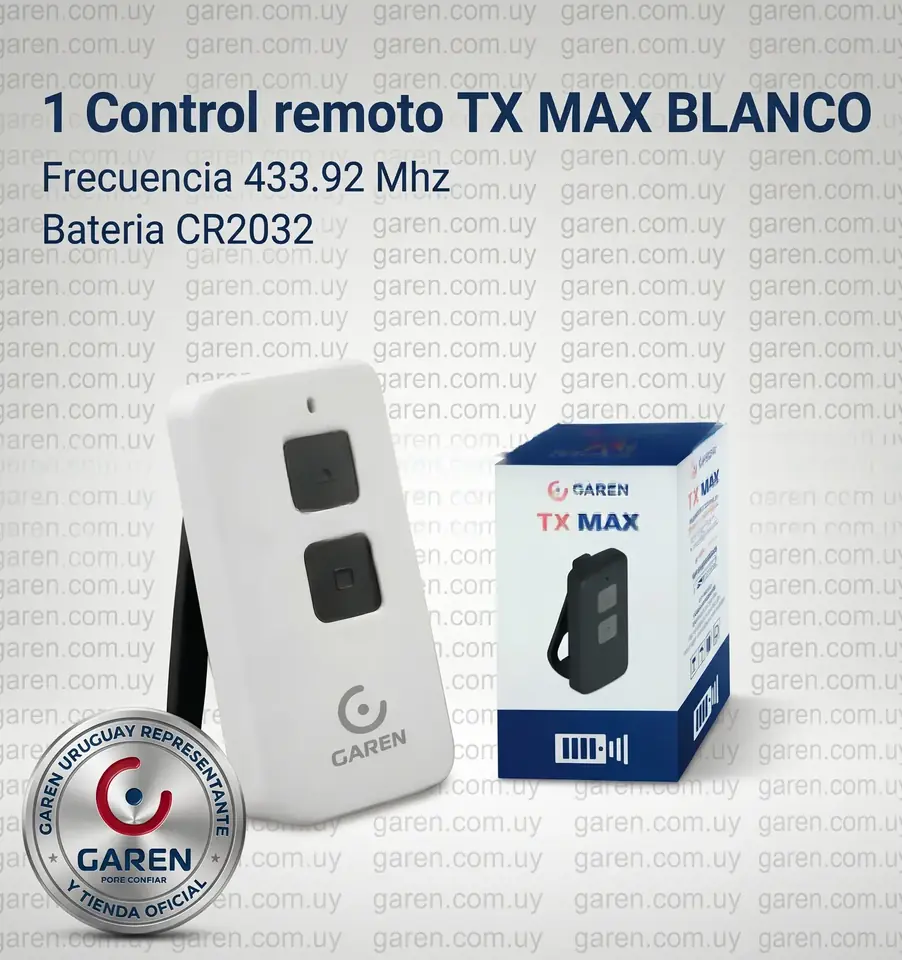 Control Remoto TX MAX color BLANCO 433.92 Mhz