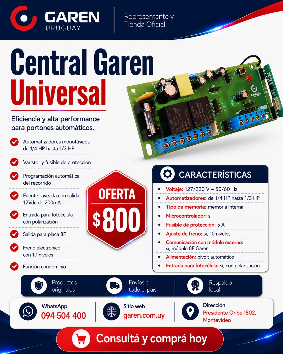 Central Universal Garen, Compatible con Ppa / RCG / Omega Sat / Seg