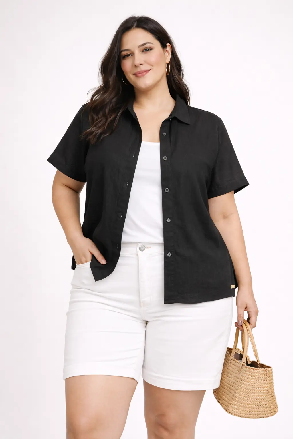 Camisa lino negra