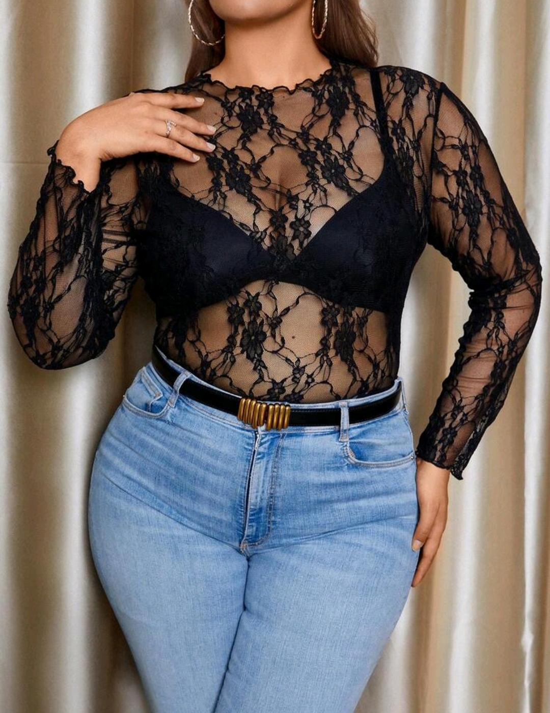 Blusa de encaje manga larga 1 XL al 5 XL