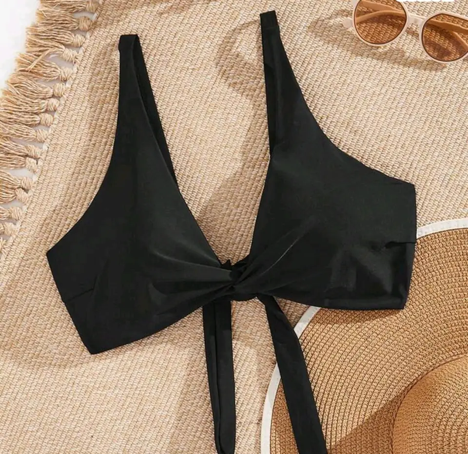 Top negro de atar 4XL