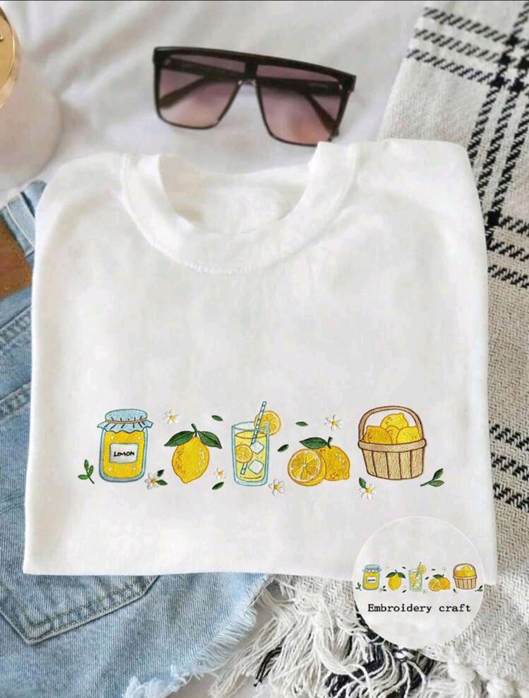 Remera bordada limones 2 XL