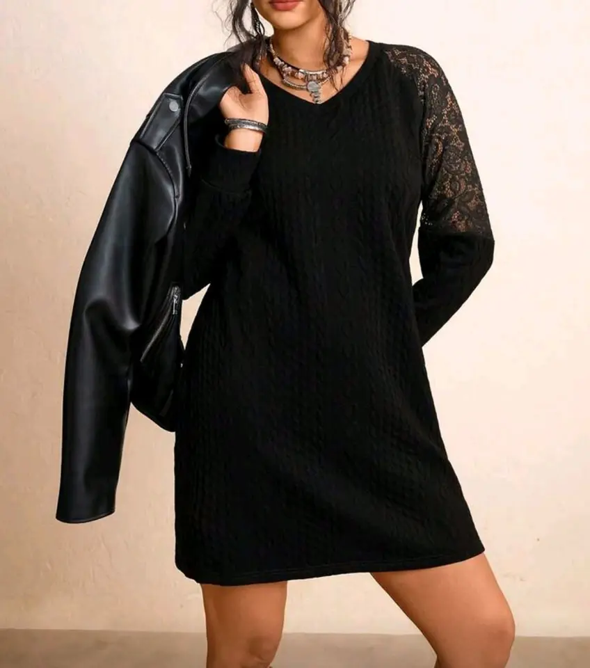 Vestido negro con encaje 3 XL y 4 XL