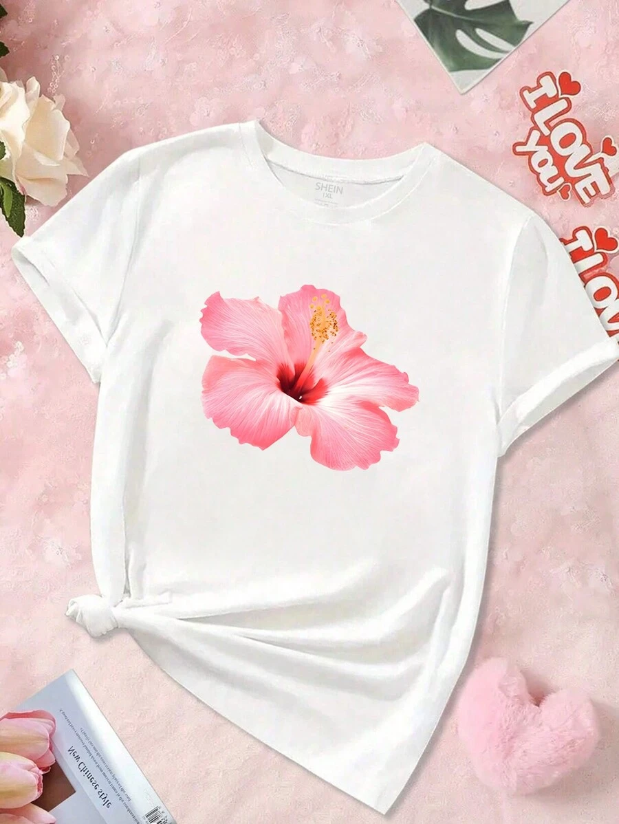Remerón blanco estampado flor 3 XL y 4 XL