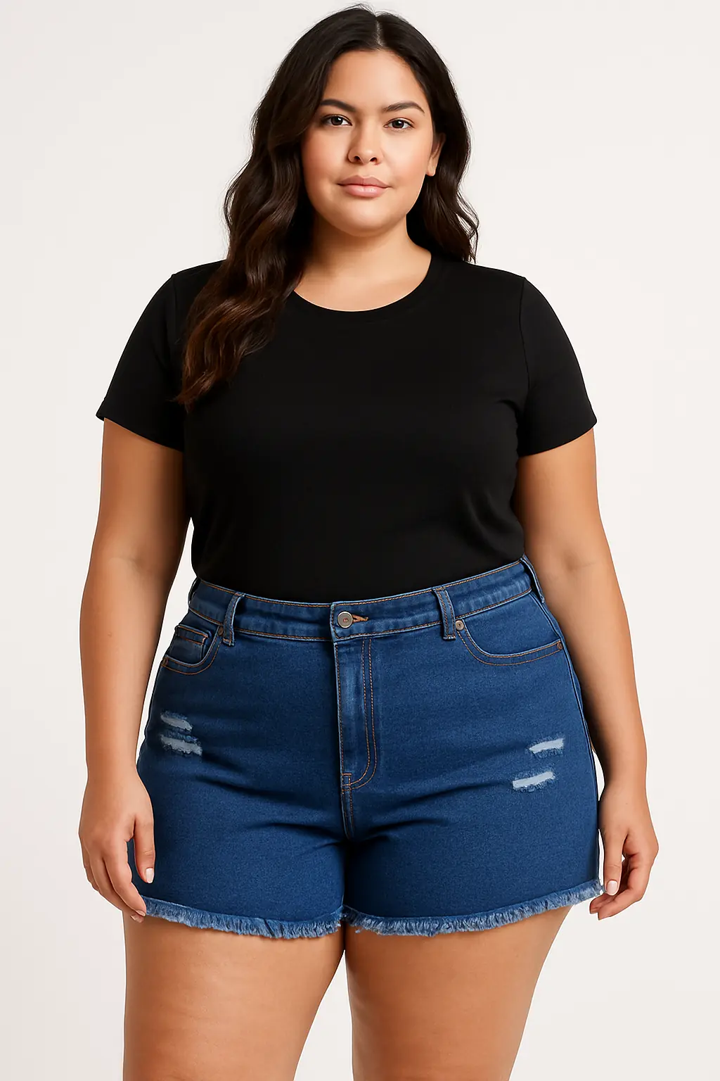 Short de jean tiro medio: 36 al 40. Hasta 145 cm de cadera