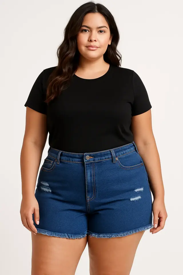 Short de jean tiro medio: 36 al 40. Hasta 145 cm de cadera