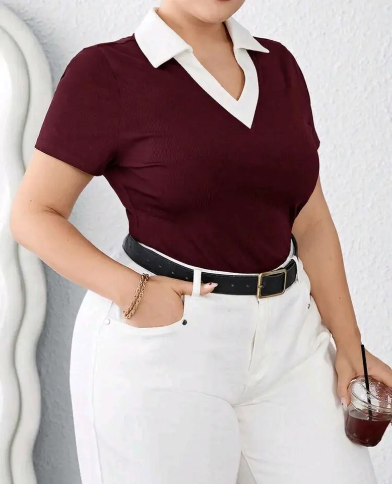 Remera tipo polo bordó 4 XL