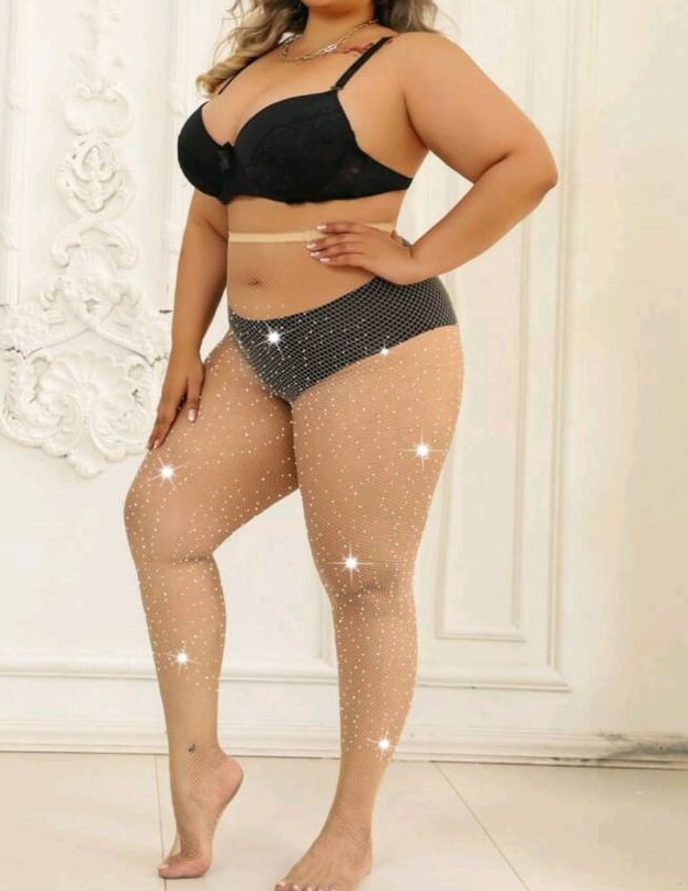Medias de red con strass beige