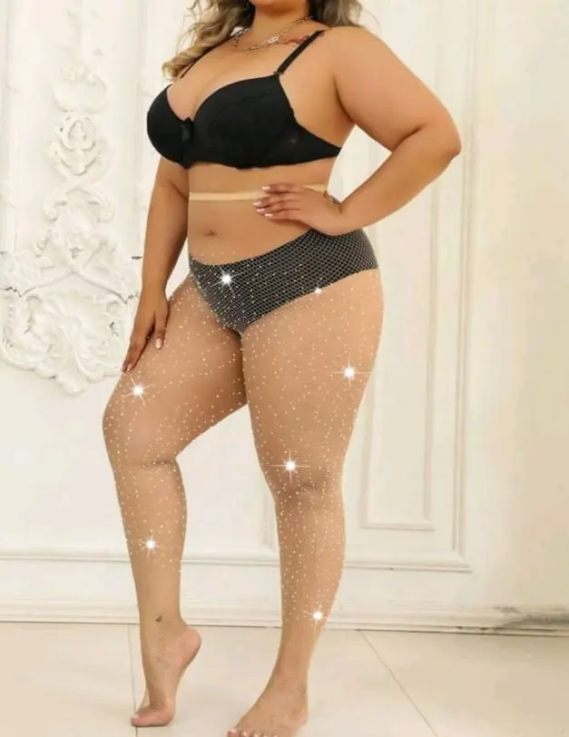 Medias de red con strass beige