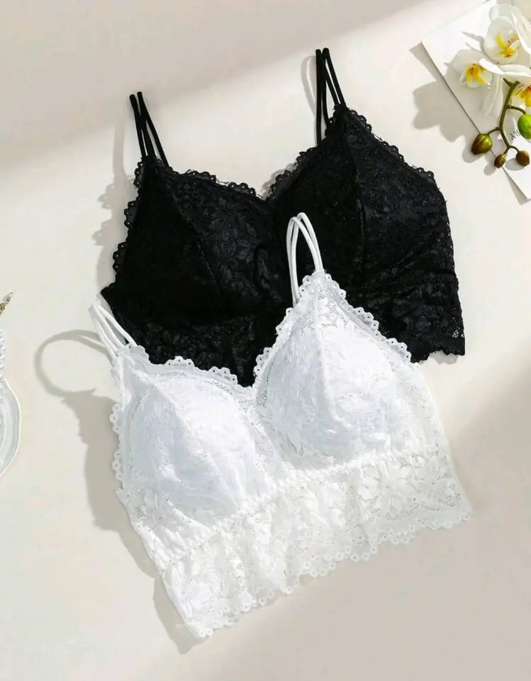 Bralette de encaje 5 XL: blanco y negro
