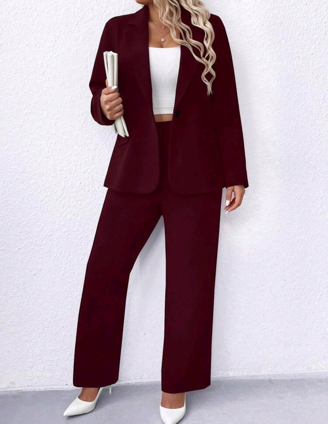 Pantalón de vestir bordó 3XL y 4 XL