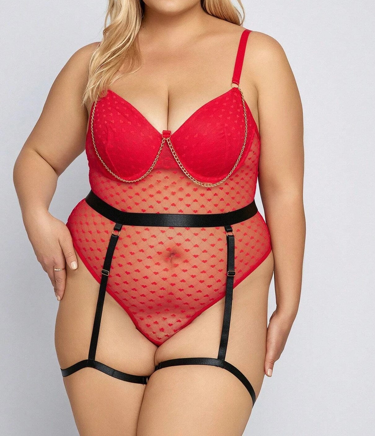 Body rojo con liga negra 2 XL y 4 XL