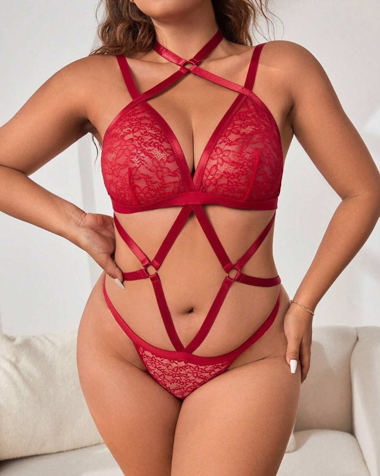 Conjunto bordó con arnés  2 XL