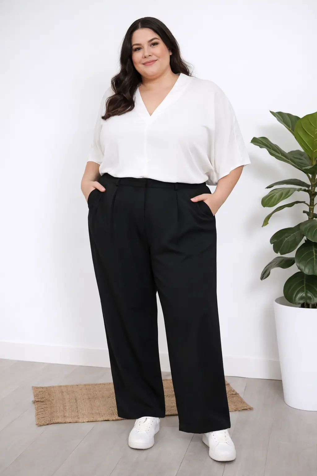 Blusa blanca cuello V XXL