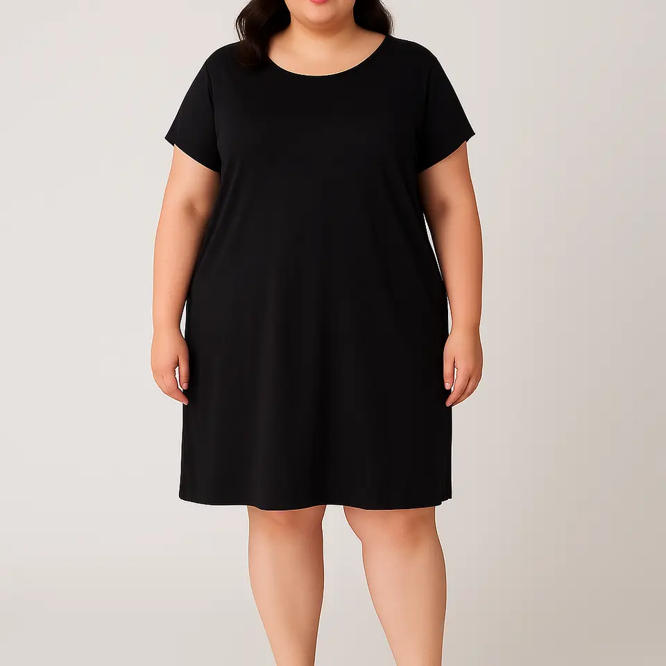 Vestido negro de lino. 155 cm de busto