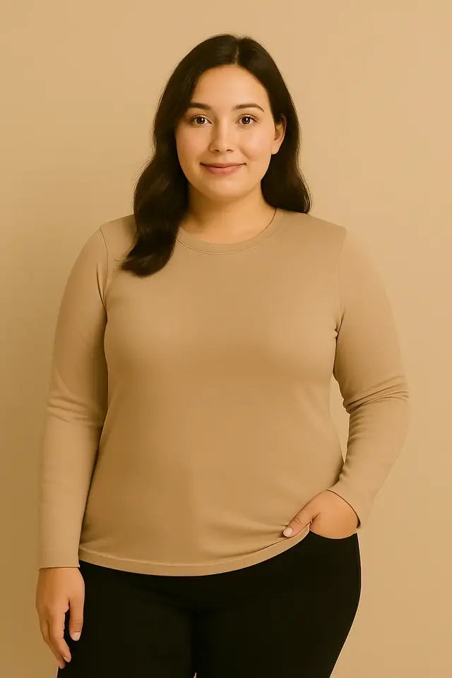Camiseta térmica aterciopelada: beige