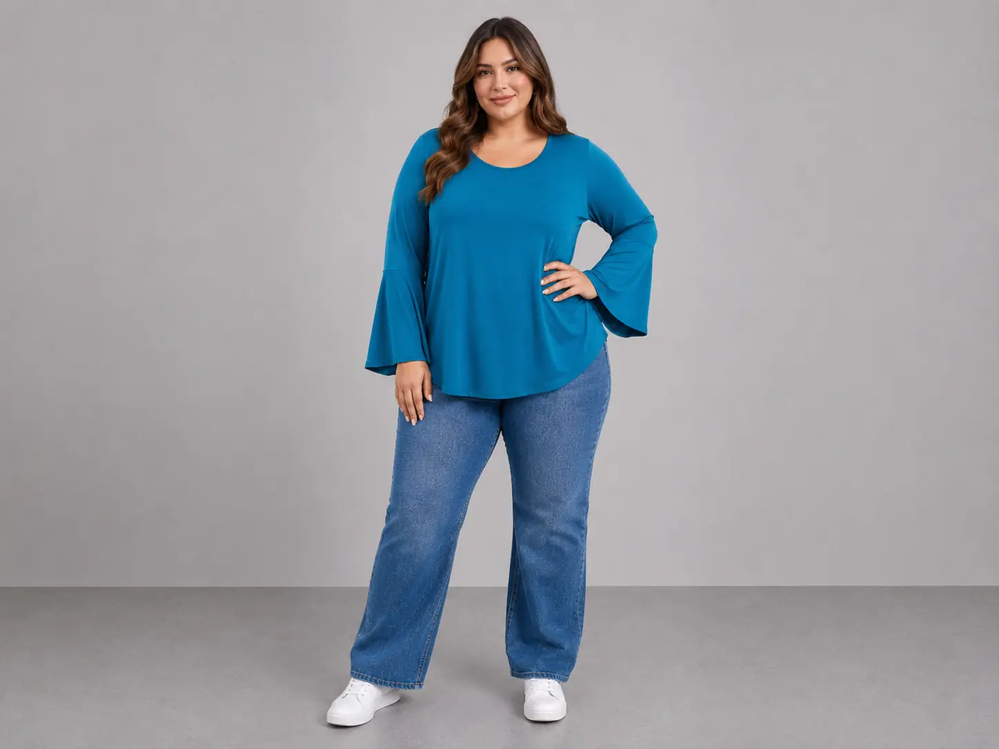 Blusa con volados verde petróleo