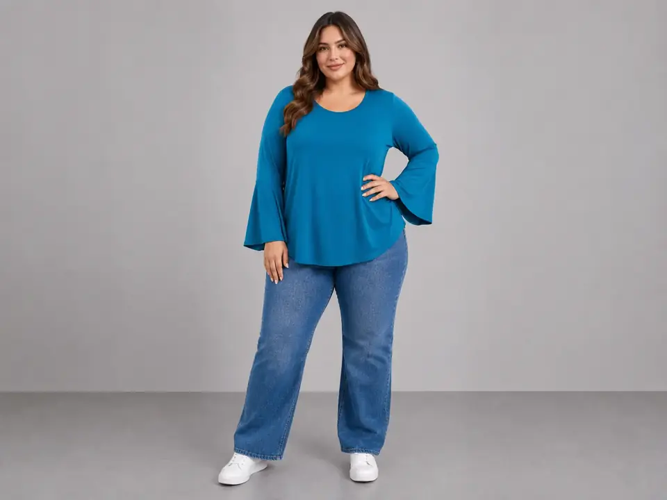 Blusa con volados verde petróleo