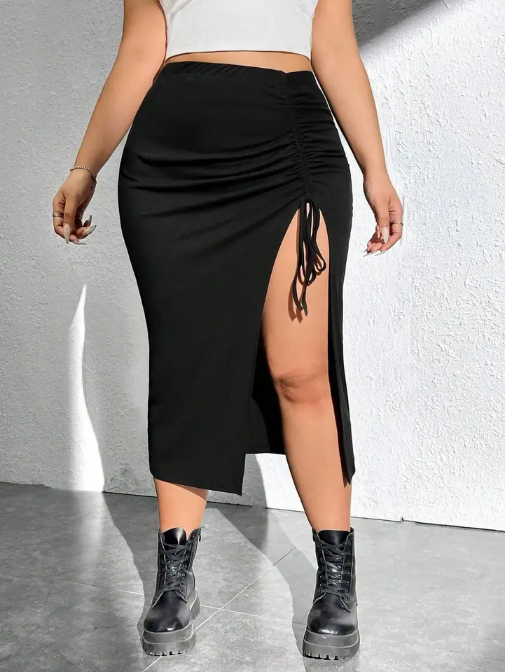 Pollera negra fruncida 4 XL