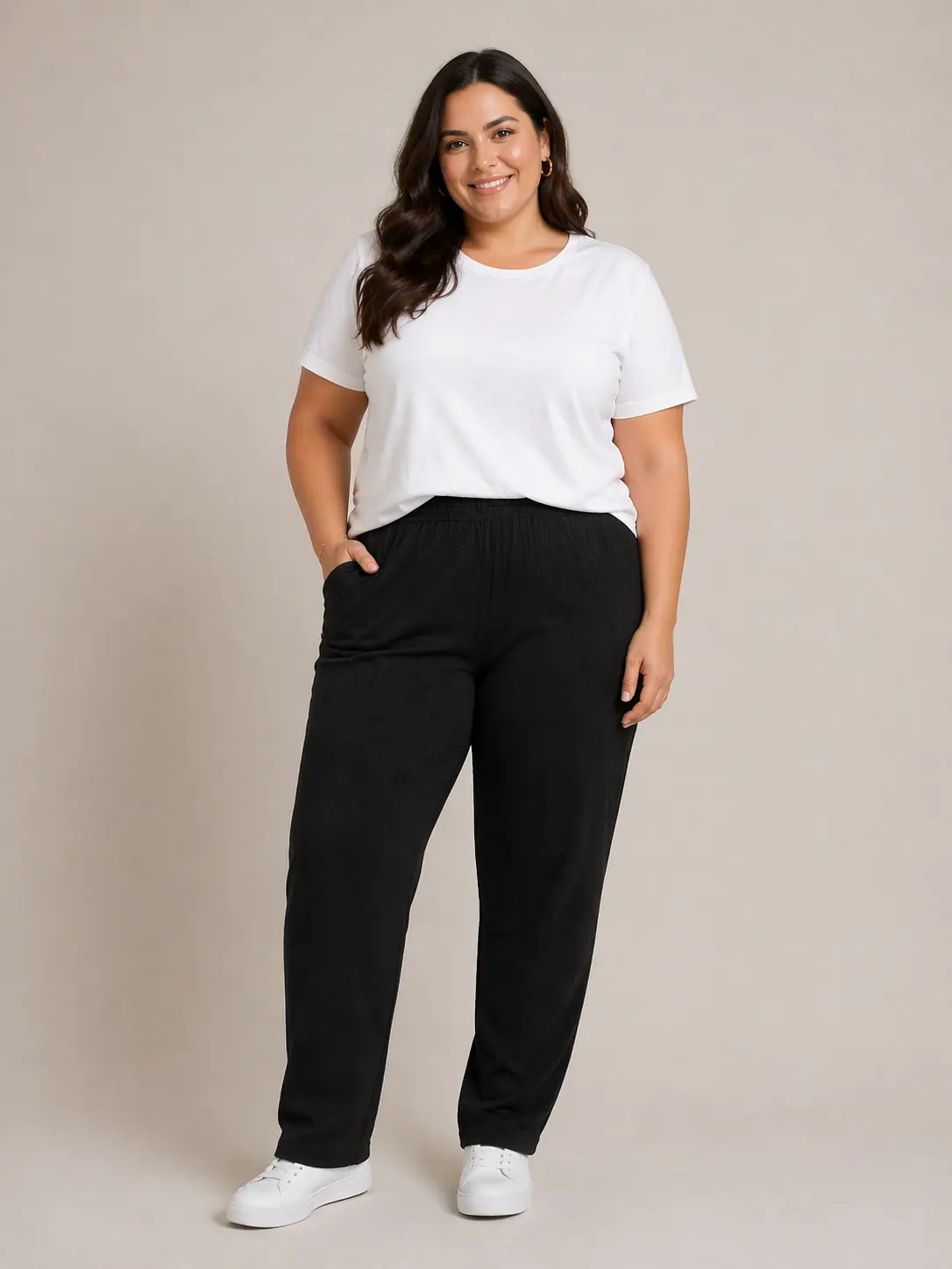 Pantalón de morley negro. Hasta 200 cm cadera