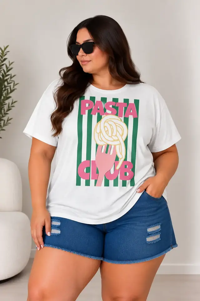 Remera estampada: pasta XXL
