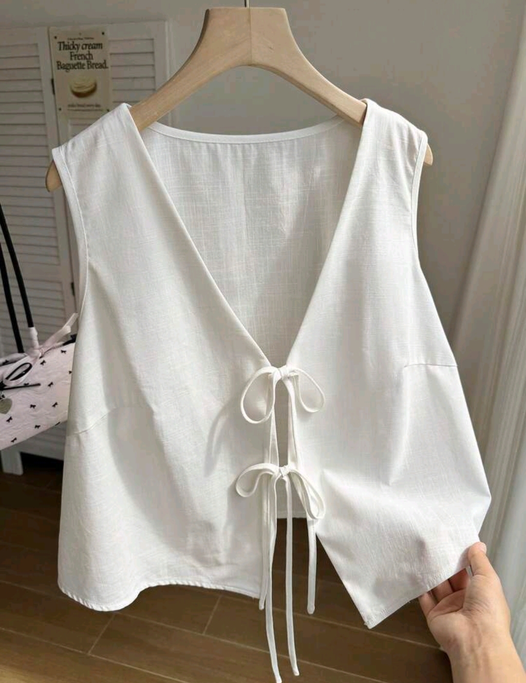 Blusa blanca de atar 4 XL