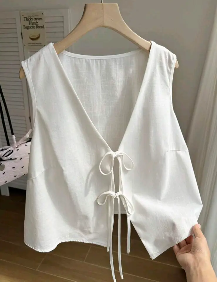 Blusa blanca de atar 4 XL