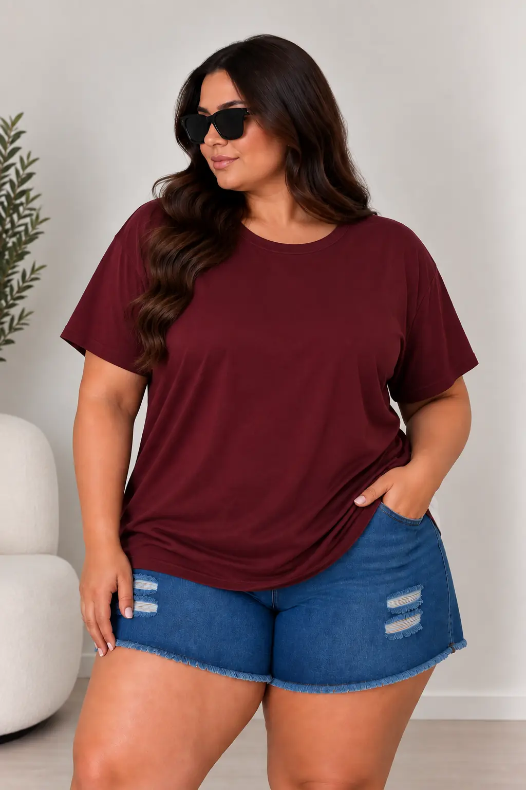 Remera de rayón bordó US 22 / 24
