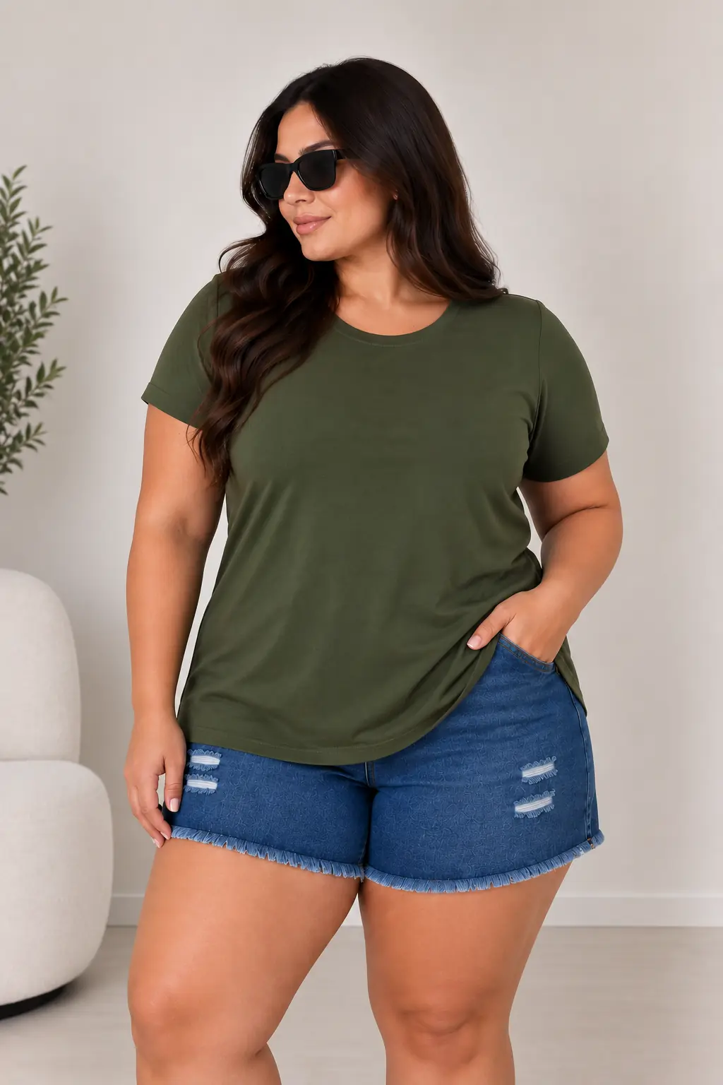Remera de rayón verde: L al 3 XL