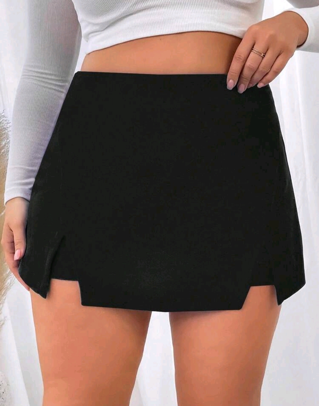 Short pollera negro con tajo doble 2 XL al  4 XL
