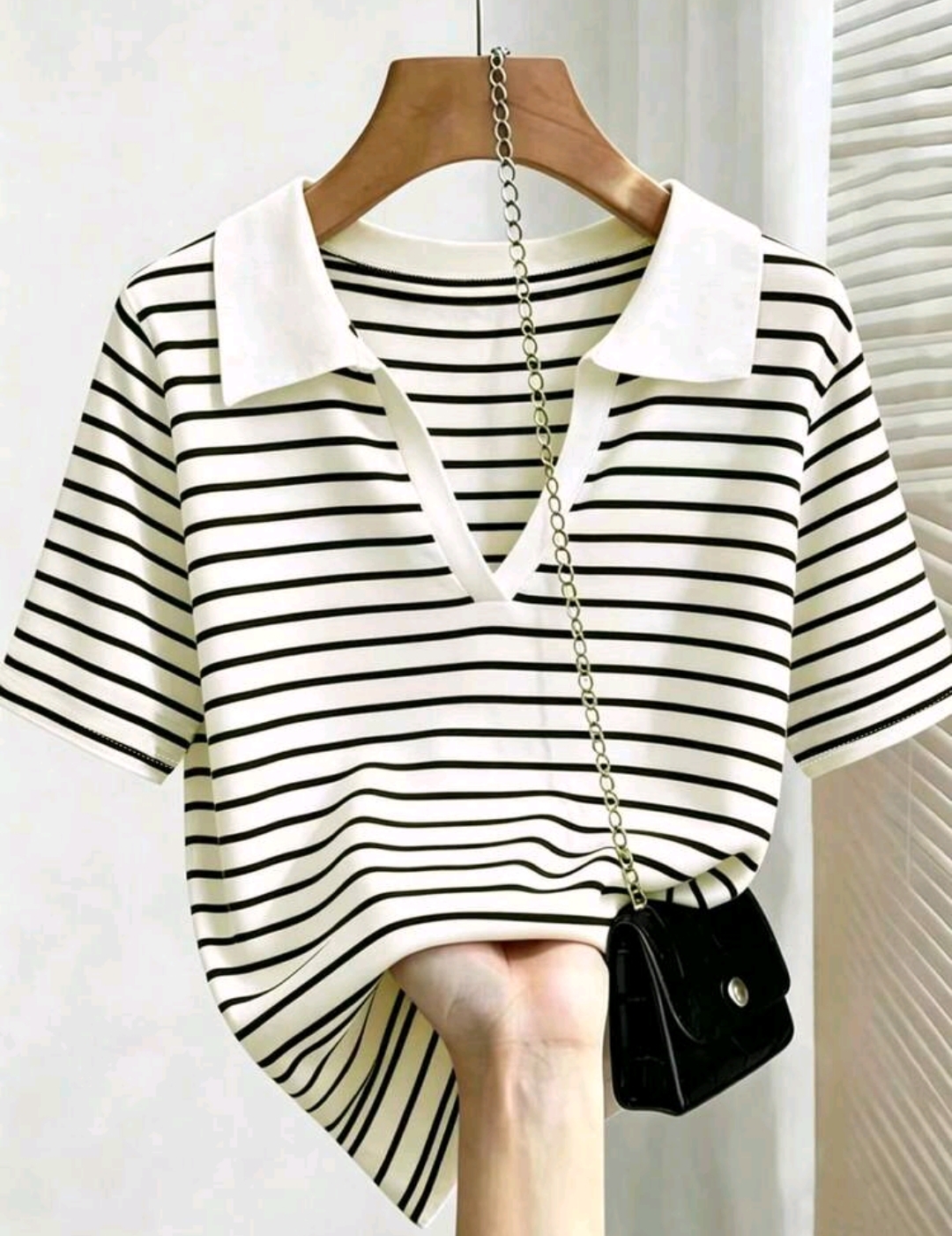 Blusa a rayas cuello V 4 XL