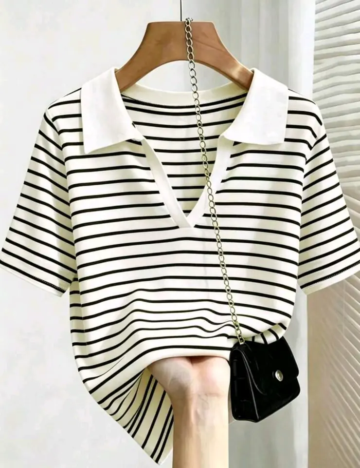 Blusa a rayas cuello V 4 XL