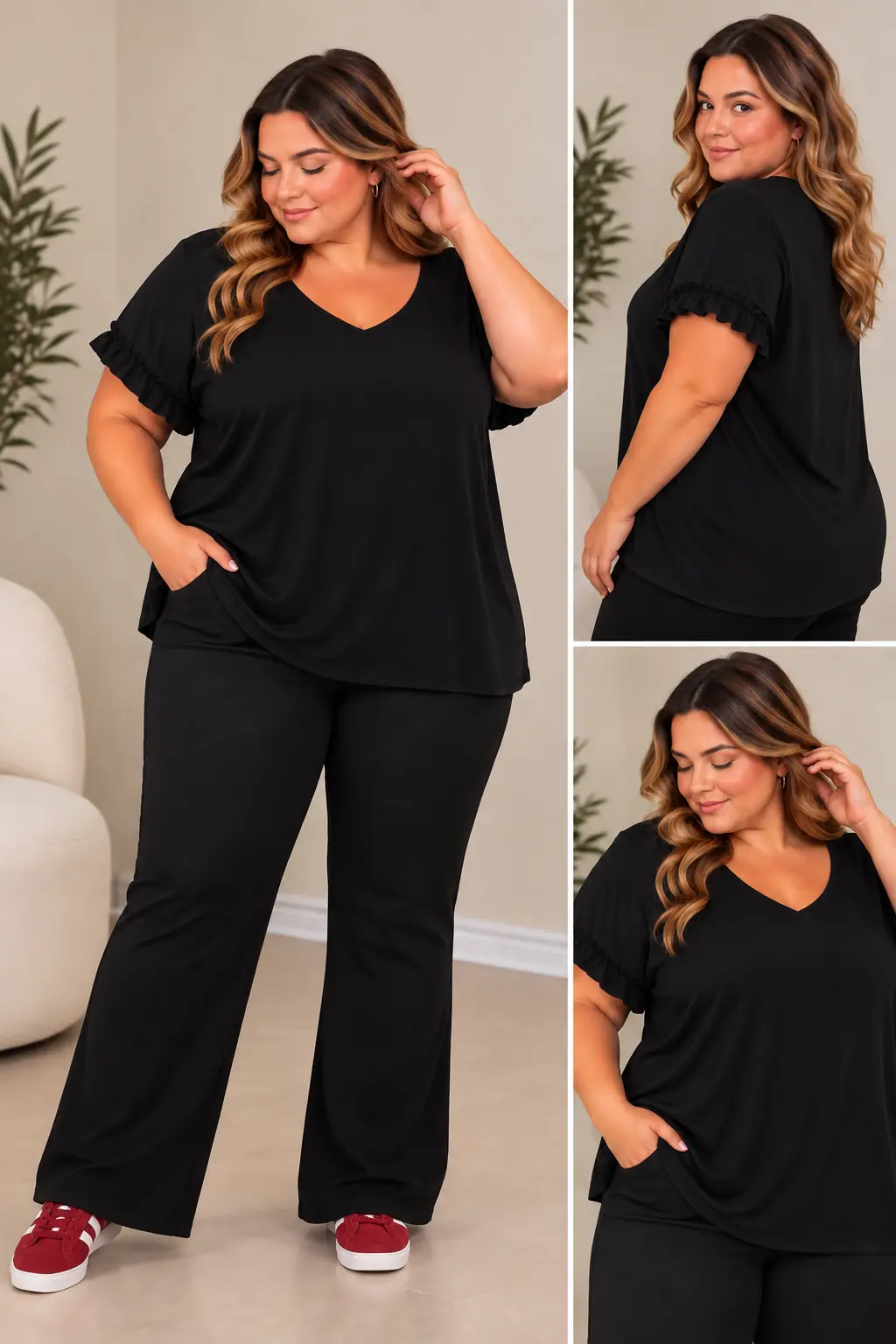 Blusa con volados negra