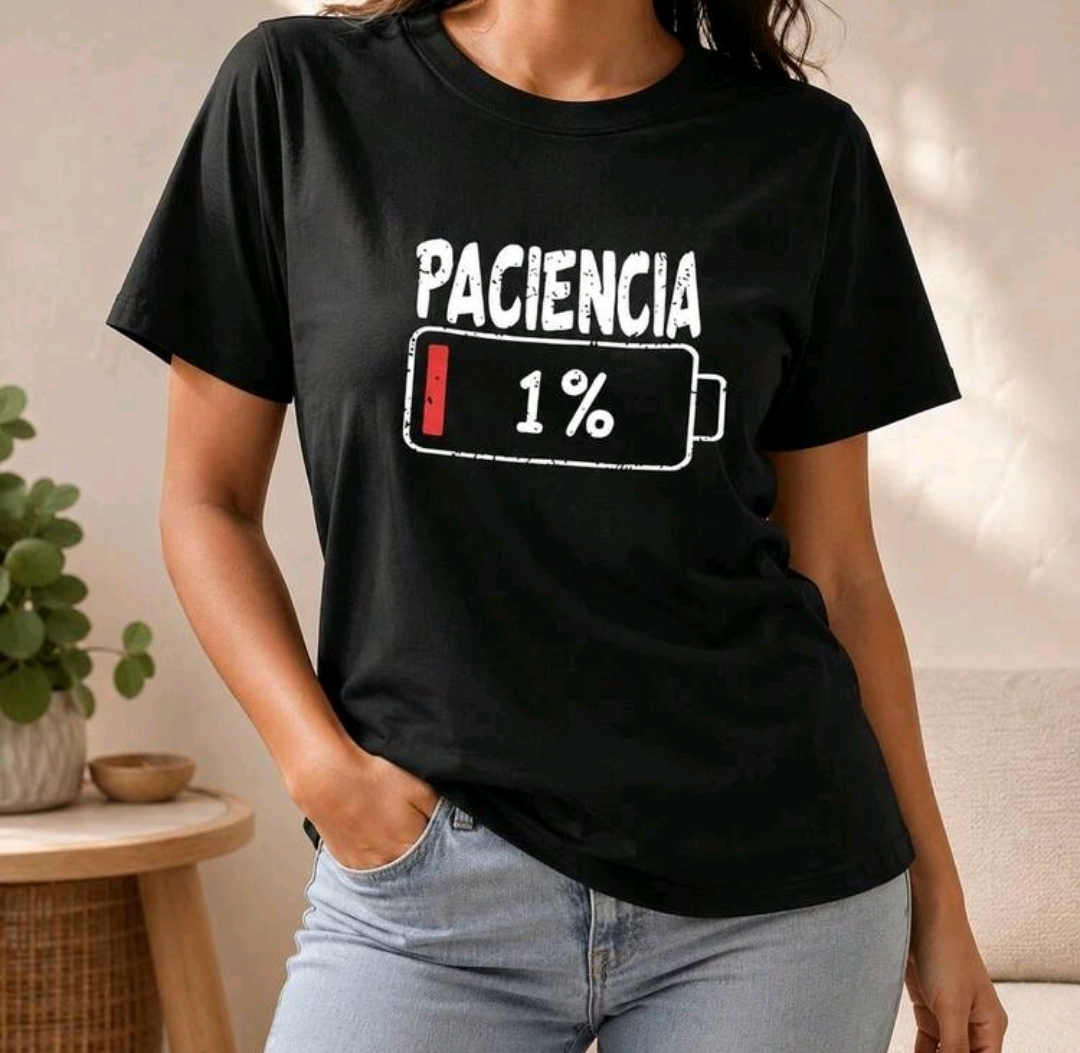 Remerón negro de algodón estampado: paciencia