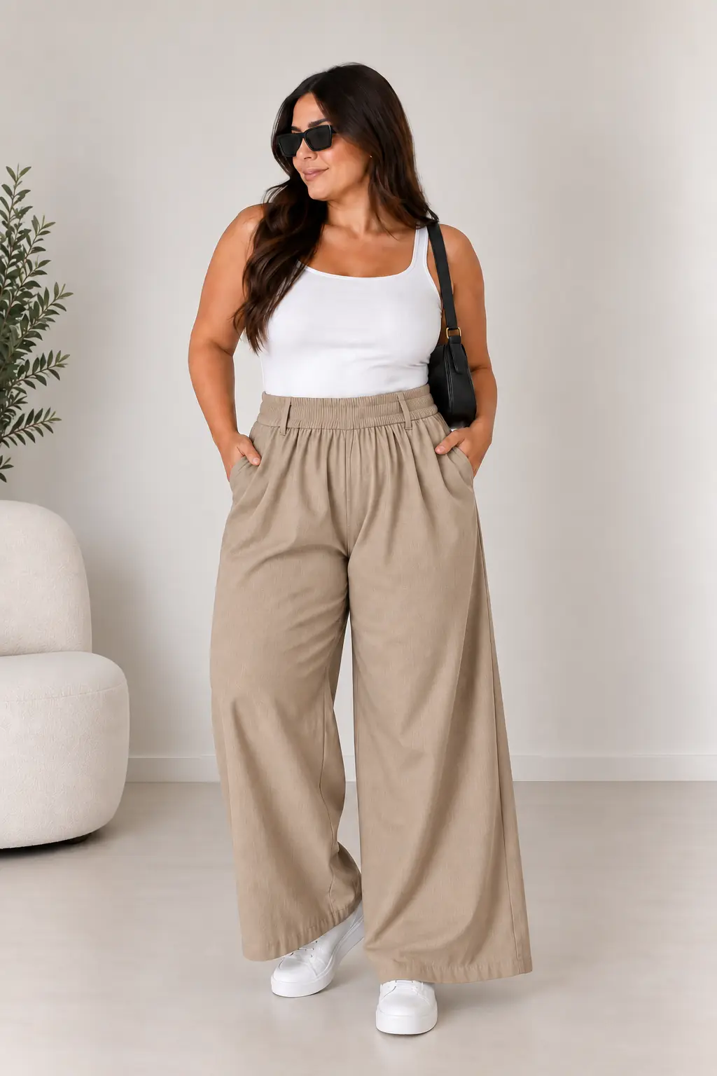 Palazo ancho beige