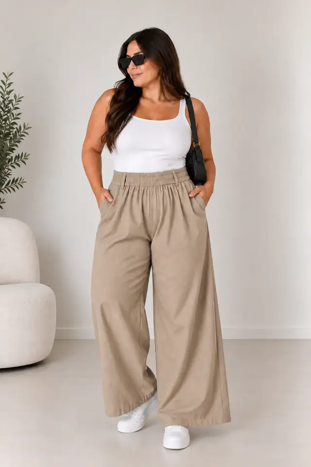Palazo ancho beige