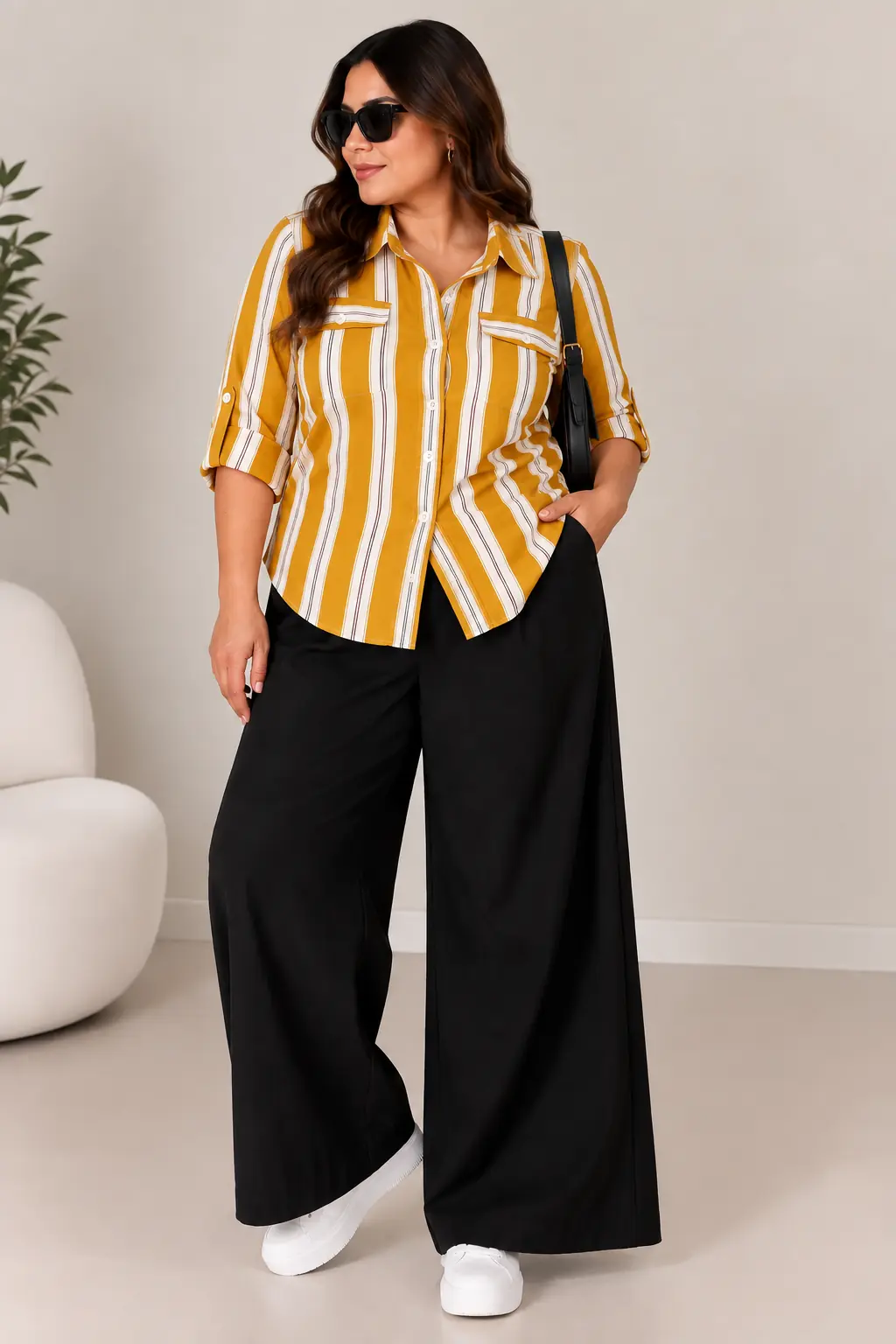 Camisa a rayas mostaza 4 XL