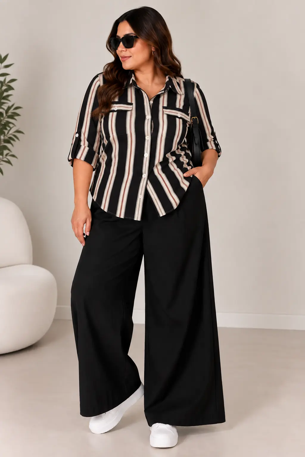 Camisa a rayas negra 3 XL